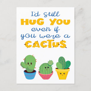 Carte Postale Colorée Cactus embrasse moderne fun Valentine