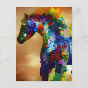 Carte postale Colorée Cheval Collage