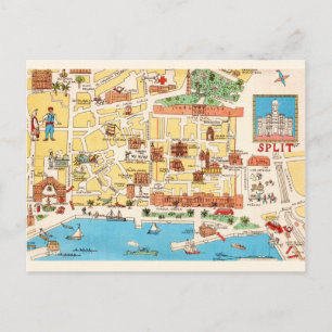 Carte postale colorée de Croatie divisée