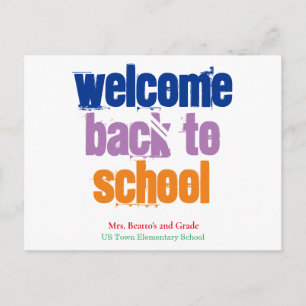 Carte postale colorée de retour à l'école