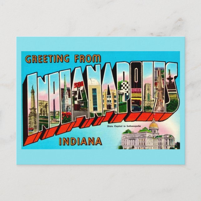 Carte postale colorée d'Indianapolis (Devant)