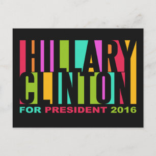 Carte postale colorée Hillary Clinton 2016
