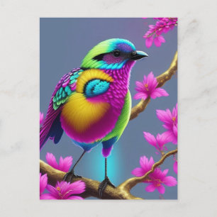 Carte postale colorée Surreal Bird
