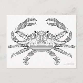 Carte Postale Colorez-moi Crabe Nautique Zen Doodle Illustration