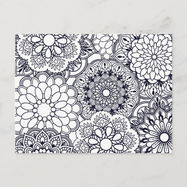 Carte Postale Colorez vos propres mandalas floraux (Devant)