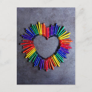 Carte Postale Colorful Crayon Heart