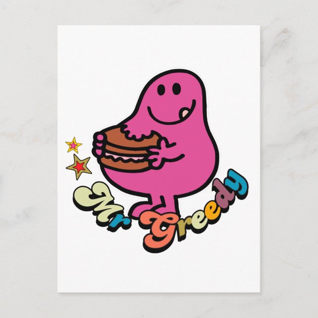 Carte Postale Colorful M. Greedy Manger (Devant)