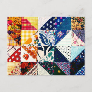 Carte Postale Colorful Patchwork Quilt Crafty Crafter's Postcard