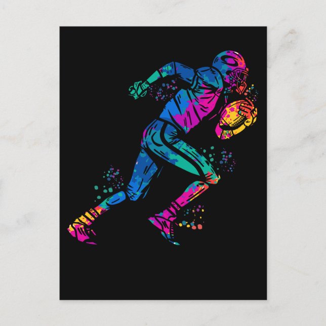 Carte Postale Colorful Running American Football Player (Devant)