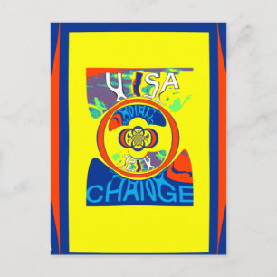 Carte Postale Colorful USA Change : Un design festif