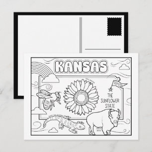 Carte Postale coloriage collage kansas