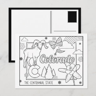 Carte Postale coloriage colorié me collage