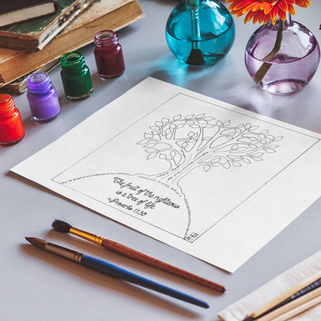 Carte postale Coloriage de l'arbre de vie (Créateur téléchargé)