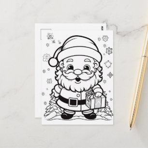 Carte Postale Coloriage Festive Père Noël pour enfants