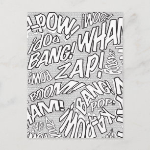 Carte Postale Colorie-moi amusant Art Pop Bande Dessinée Rétro