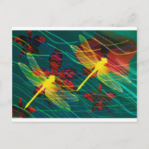 Carte Postale Coloris de libellules jaunes