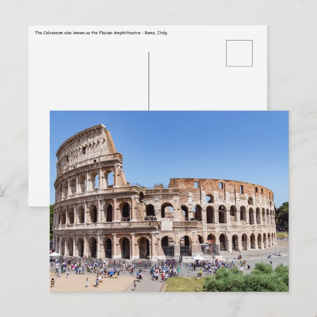 Carte Postale Colossée célèbre à Rome, Italie (Devant / Derrière)