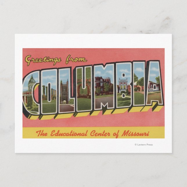 Carte Postale Columbia, Missouri - Scènes de grandes lettres (Devant)
