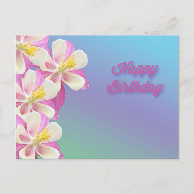 Carte Postale Columbine Flower Joyeux anniversaire (Devant)