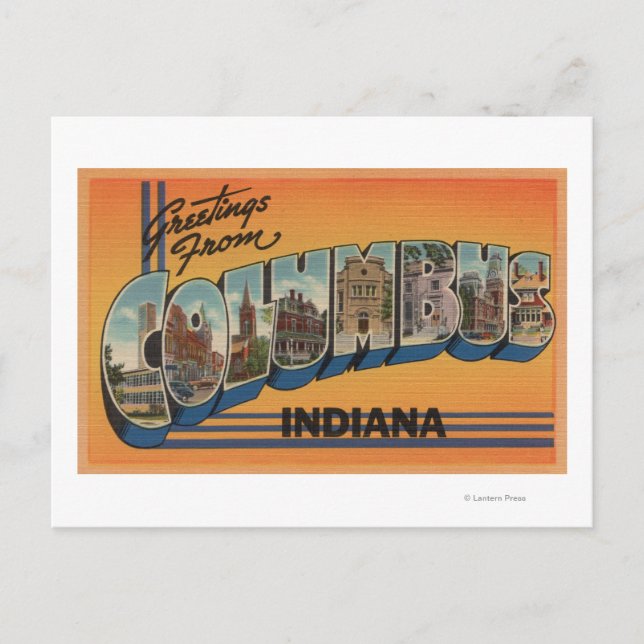 Carte Postale Columbus, Indiana - Scènes de grandes lettres (Devant)