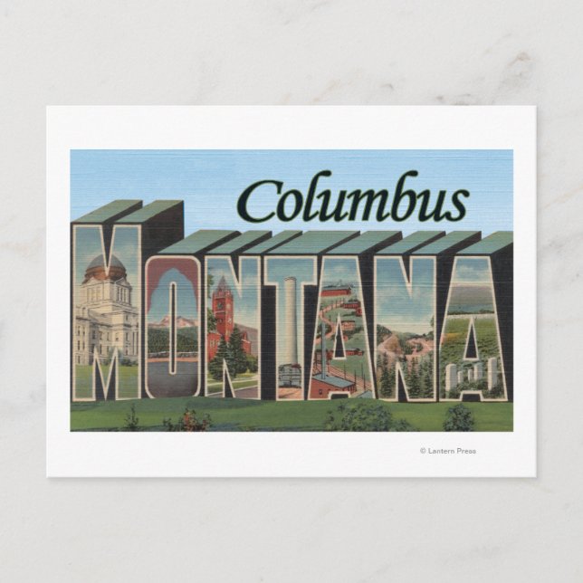 Carte Postale Columbus, Montana - Scènes de grandes lettres (Devant)