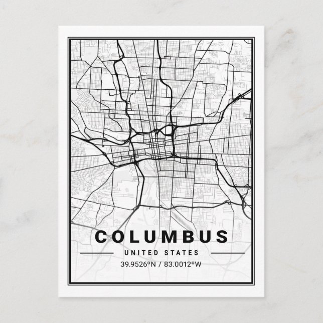 Carte Postale Columbus Ohio USA Travel City Map Poster (Devant)