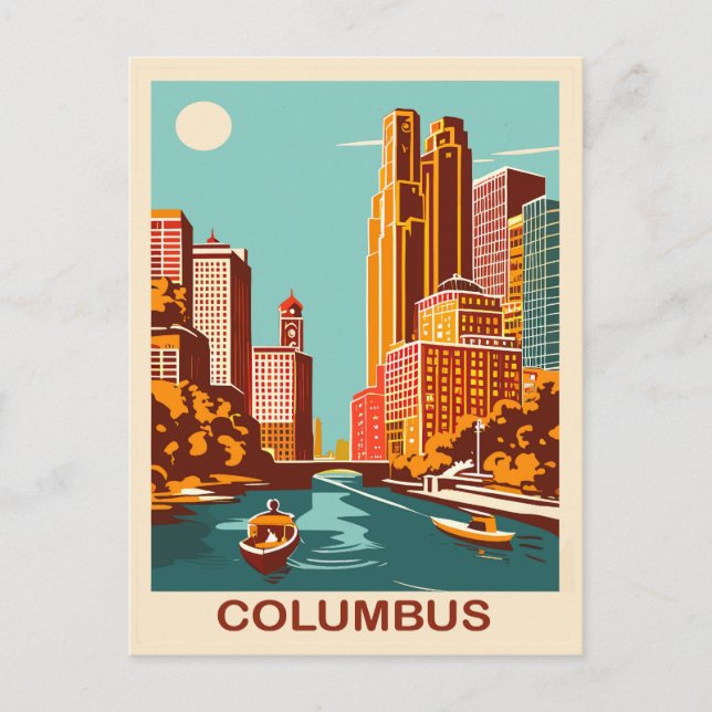 Carte Postale Columbus, Scioto River, Ohio, Voyage (Devant)