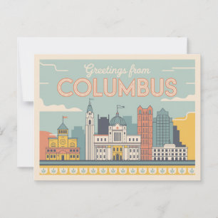 Carte postale Columbus vintage Salutations de