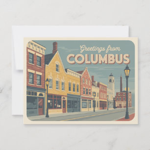 Carte postale Columbus vintage Salutations de