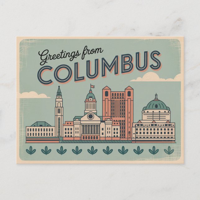 Carte postale Columbus vintage | Salutations de (Devant)
