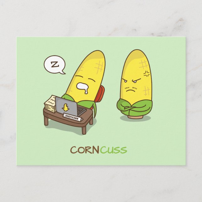 Carte Postale Coma alimentaire amusant Concuss de maïs Humour (Devant)