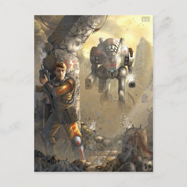 Carte Postale Combat avec le robot (Devant)