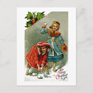 Carte Postale Combat de snowball