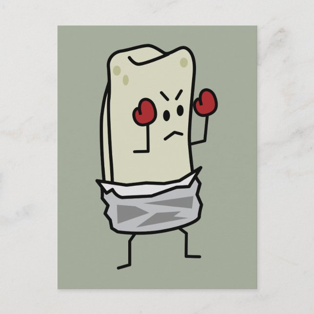 Carte Postale Combattant de Burrito avec des gants de boxe rouge (Devant)