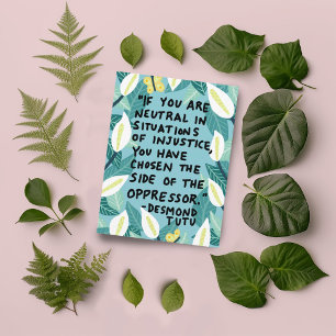 Carte Postale Combattre l'injustice Desmond Tutu Citation