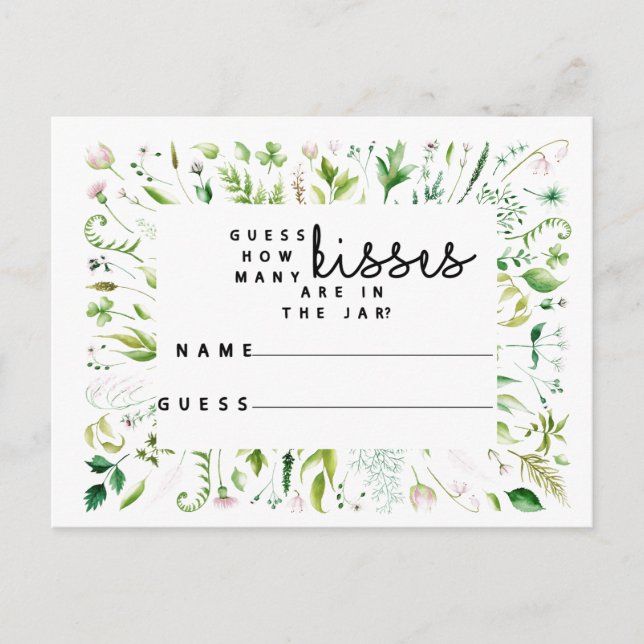 Carte Postale combien de baisers dans le jar jeu nuptiale douche (Devant)