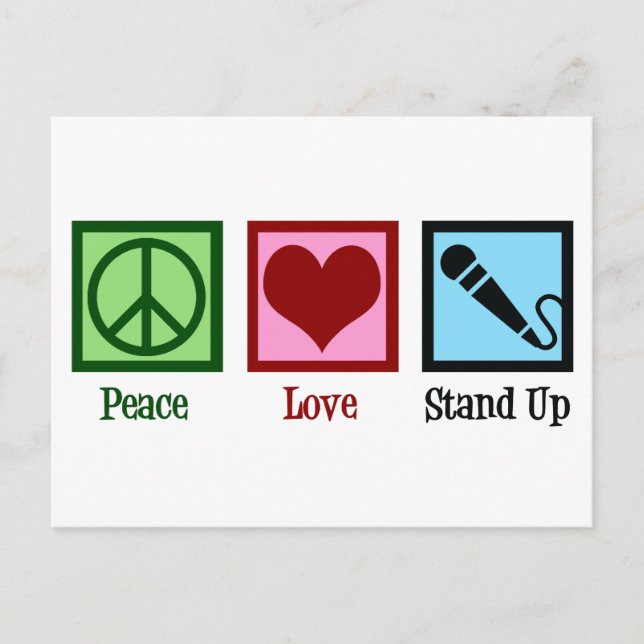 Carte Postale Comédien Paix Amour Club de Comédie Debout (Devant)