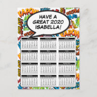 Comic Book Pop Art Speech Bubble 2020 Calendar