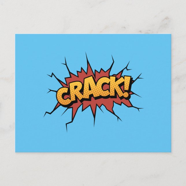 Carte Postale Comic Book Sound Effet - Crack! Pop art (Devant)