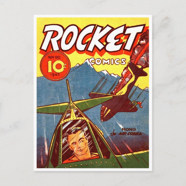 Carte Postale Comic d'avion de chasse vintage (Devant)