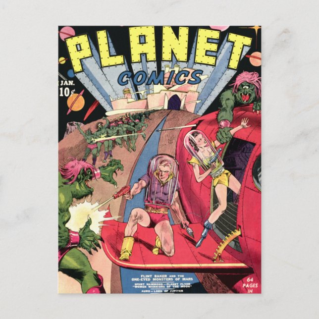 Carte Postale Comics Planètes (Devant)