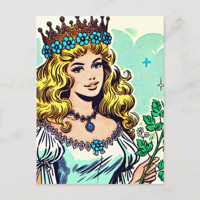 Carte Postale Comics vintage Cute Princess (Devant)