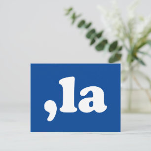 Carte Postale Comma La kamala prononciation typographie bleu