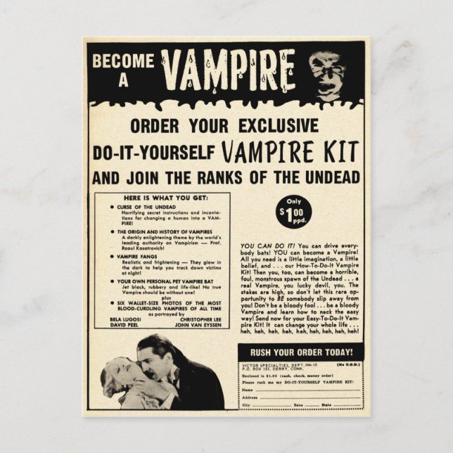 Carte Postale Commande vintage Vampire (Devant)