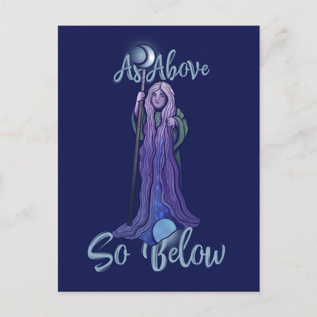 Carte Postale "Comme ci-dessous" Crone Moon Goddess Pagan Art (Devant)