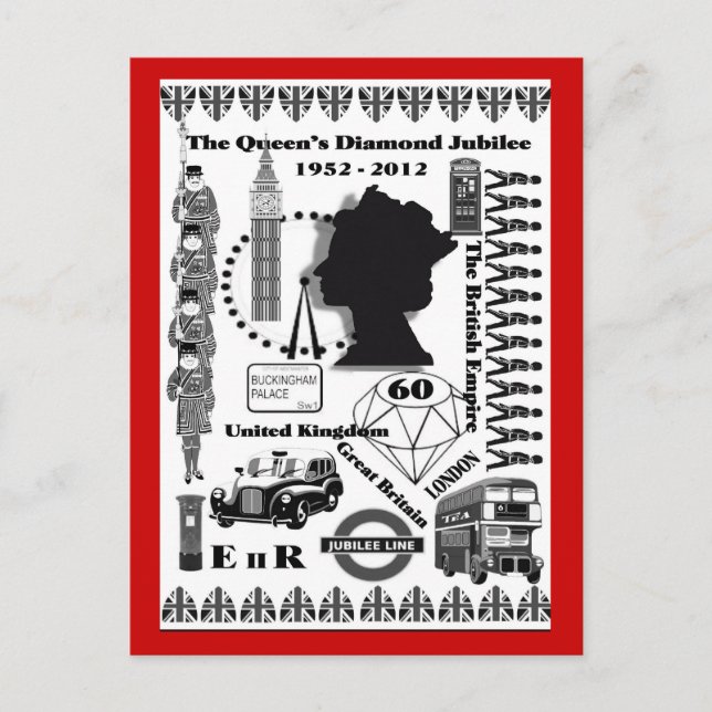 Carte postale commémorative Queens Diamond Jubilee (Devant)