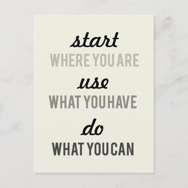 Carte Postale Commencez là où vous êtes Motivationnel (Devant)