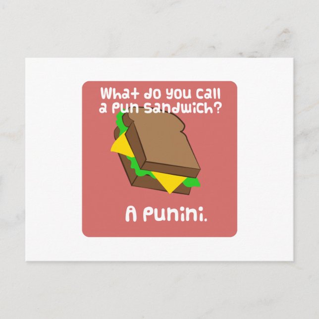 Carte Postale Comment appelez-vous un sandwich au jeu de mots ?  (Devant)