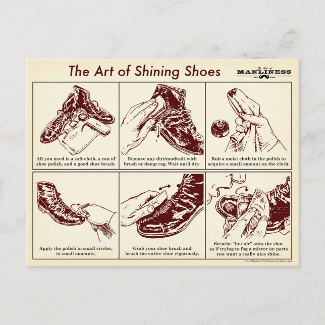 Carte Postale Comment briller des chaussures Guide illustré Cart (Devant)
