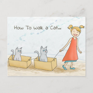 Carte Postale Comment marcher un chat amusant